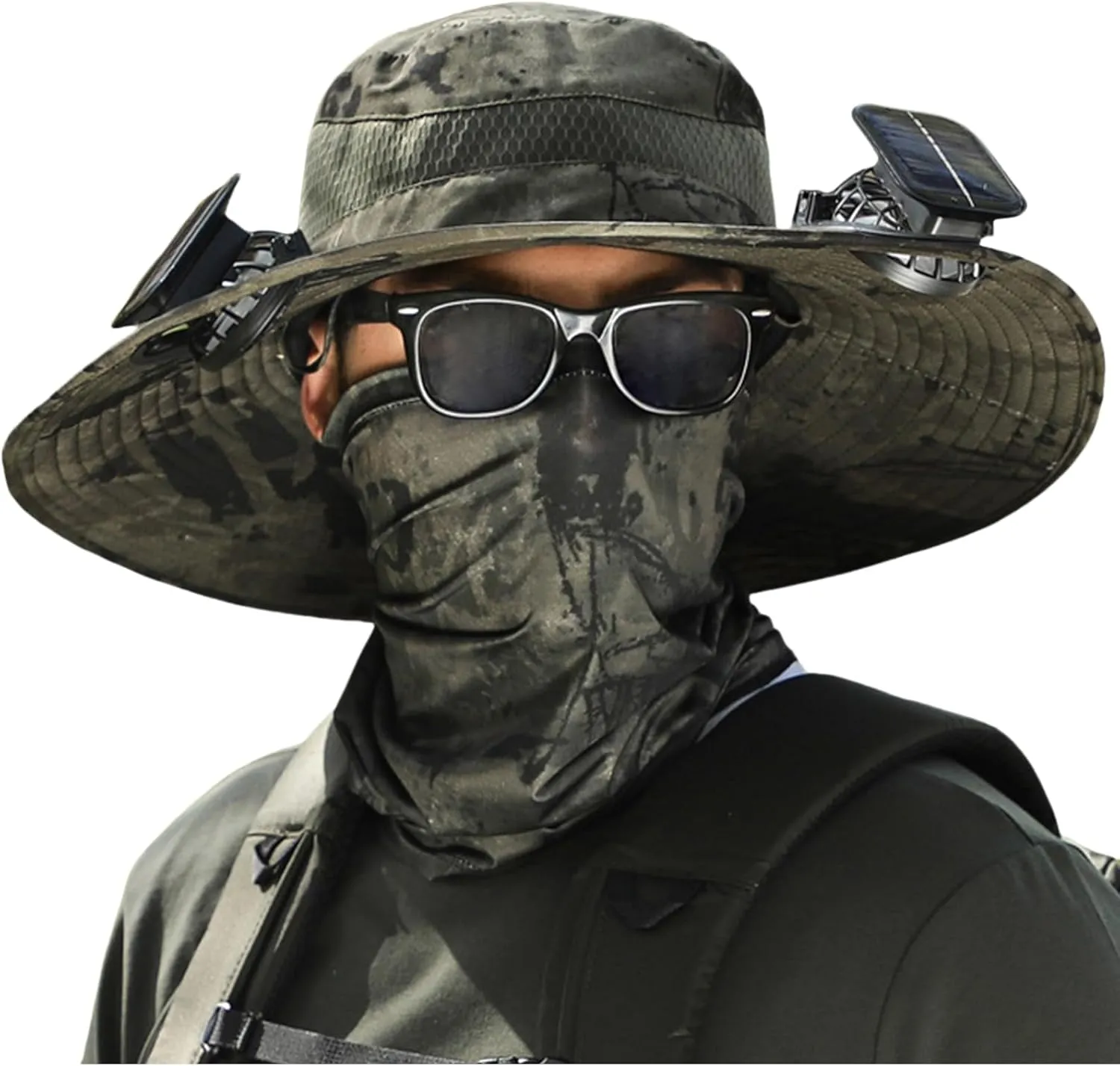 Solar Powered FanHat, Solar Fan Hat with Fans Solar Power, Outdoor Wide Brim Sun Hat with Solars Fan