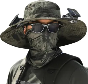 Solar Powered FanHat, Solar Fan Hat with Fans Solar Power, Outdoor Wide Brim Sun Hat with Solars Fan