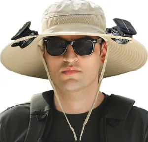 Solar Powered FanHat, Solar Fan Hat with Fans Solar Power, Outdoor Wide Brim Sun Hat with Solars Fan