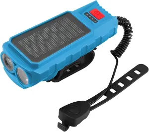 Solar-Powered Headlight with Horn, Dual Charging Led Front Light, 120 Db Alert, 200 M Visibility, Abs, Multiple Modes, Black