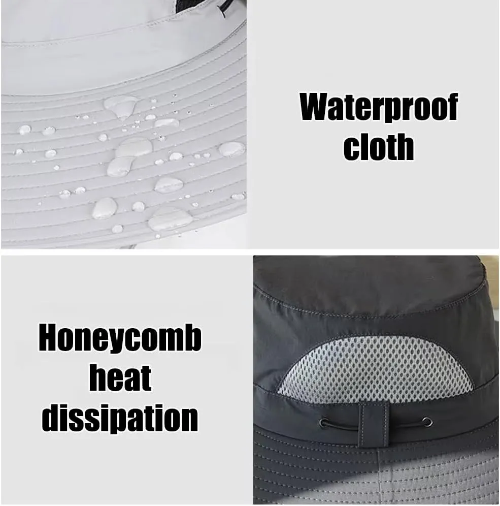 Solar Powered Outdoor Fishing Hat, Wide Brim Fan Outdoor Fishing Hat-Solar & USB Charging with Two Fans