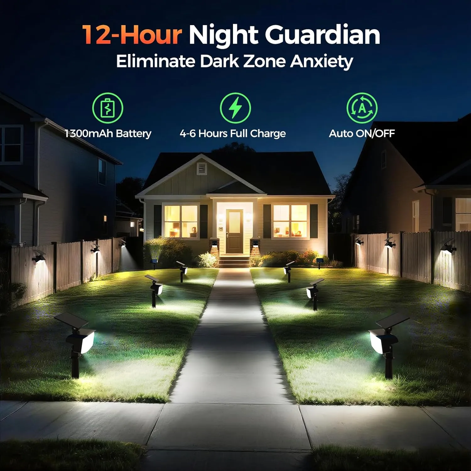 Solar Spot Lights Outdoor, 92 LEDs Landscape Lighting with 3 Lighting Modes and Auto On/Off, IP67 Waterproof Spotlights, Outdoor Solar Lights for Yard Garden, 2 Pack (Cool White)