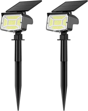 Solar Spot Lights Outdoor, 92 LEDs Landscape Lighting with 3 Lighting Modes and Auto On/Off, IP67 Waterproof Spotlights, Outdoor Solar Lights for Yard Garden, 2 Pack (Cool White)