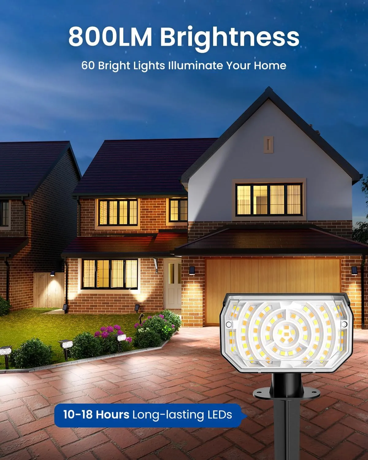 Solar Spot Lights Outdoor Waterproof IP67, 6 Lighting Modes 60 LED, Landscape Spotlights for Tree Yard Garden House Driveway Pathway（6 Pack）