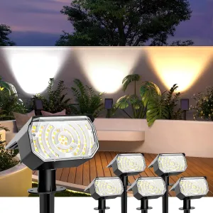 Solar Spot Lights Outdoor Waterproof IP67, 6 Lighting Modes 60 LED, Landscape Spotlights for Tree Yard Garden House Driveway Pathway（6 Pack）