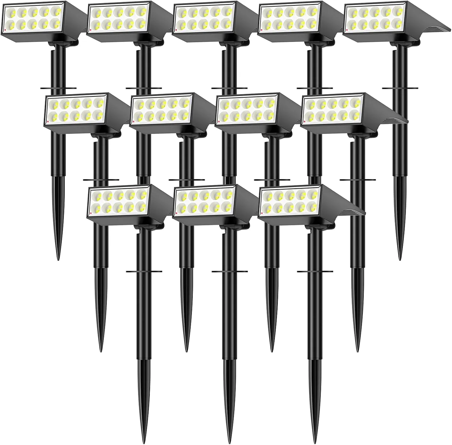 Solar Spot Lights Outdoor Waterproof,[12 Pack/4 Modes] Landscape Lighting Spotlights, Auto On/Off LED Solar Powered Yard Garden Flood Solar Light for Outside Pathway Wall Tree Pool,Cool White