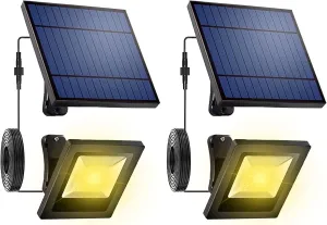 Solar Spotlights Outdoor Waterproof Garden with Extension 16FT Cable Dusk to Dawn LED Solar Spot Lights 3000K Security Flood Light for Outside, Wall, Porch, Barn, Flag, Shed (Warm White 2 Pack)