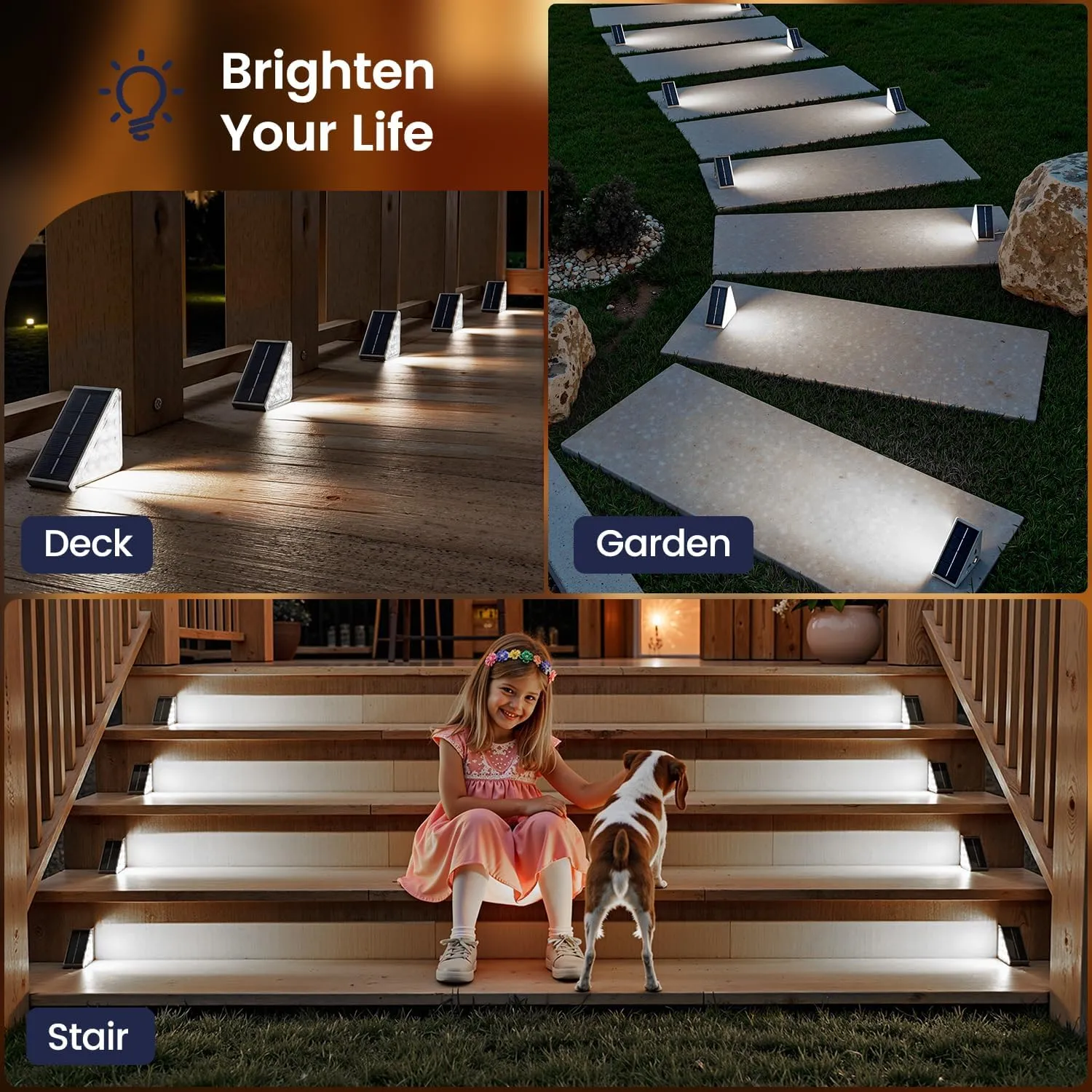 Solar Step Lights for Outside,24pack Solar Step Lights Outdoor Waterproof IP67, Stair Lights Outdoor Solar Power,Patio,Front Step,Deck(Cool Lights)…