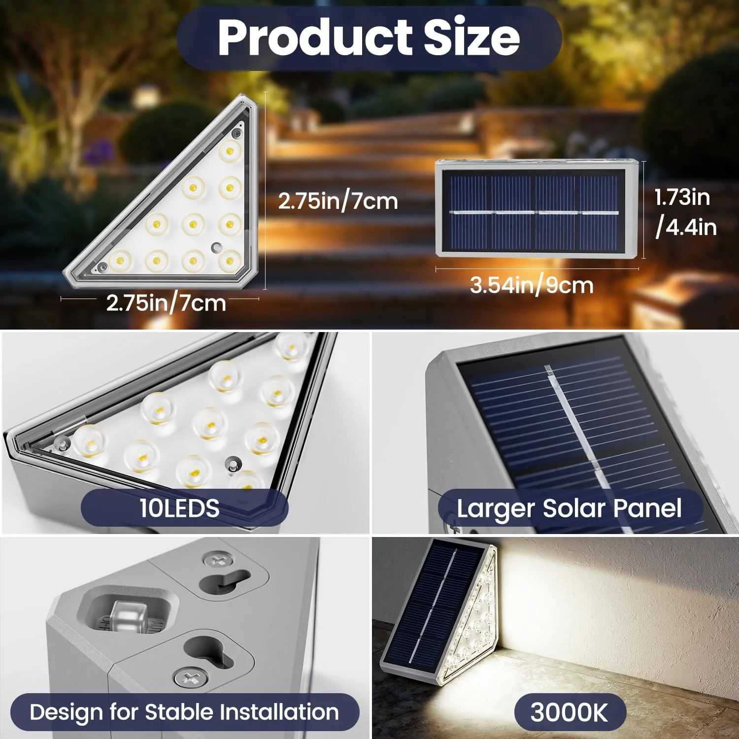 Solar Step Lights for Outside,24pack Solar Step Lights Outdoor Waterproof IP67, Stair Lights Outdoor Solar Power,Patio,Front Step,Deck(Cool Lights)…