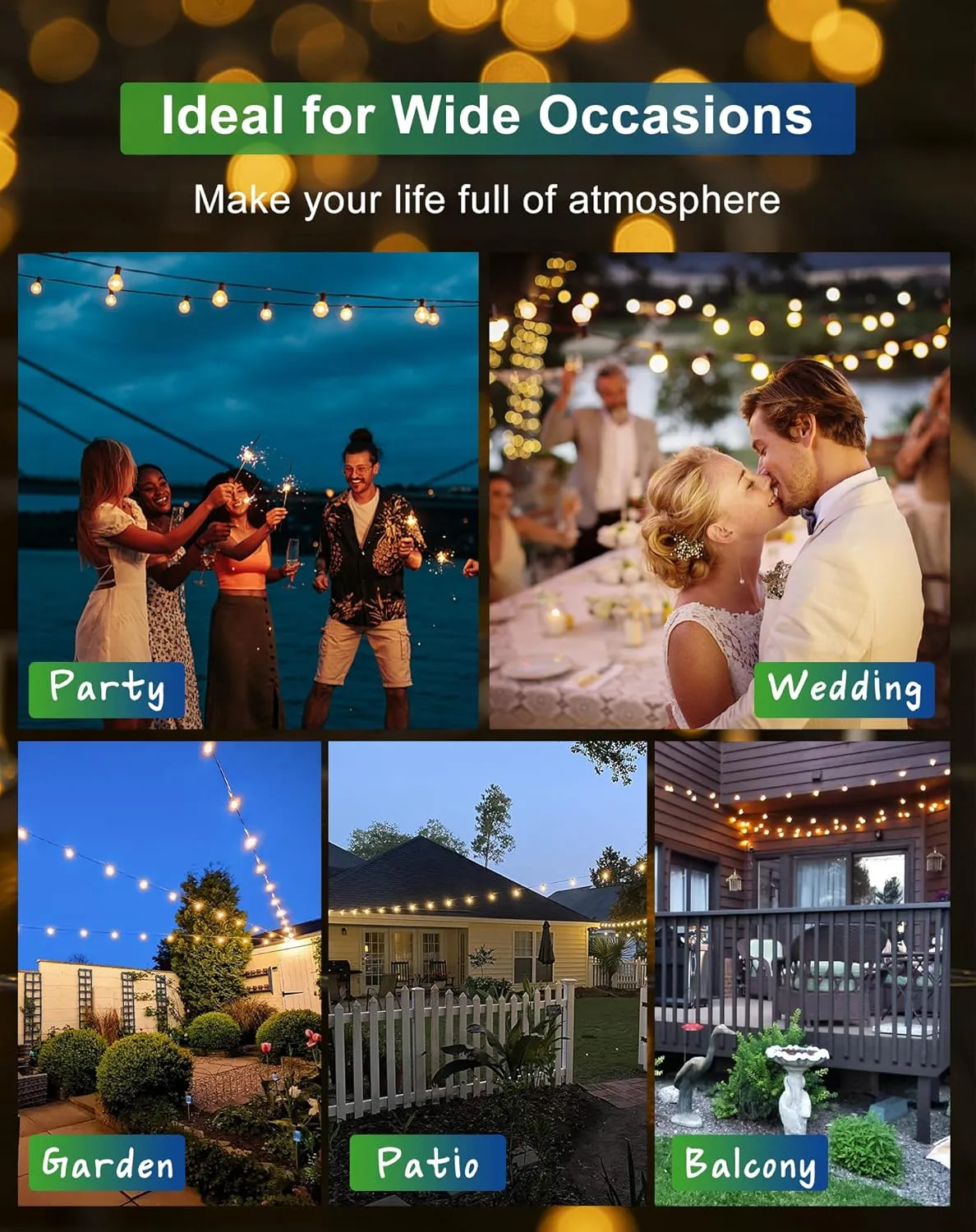 Solar String Lights Outdoor Waterproof 100FT with USB Port and 52 Shatterproof G40 Bulbs(2 Spare), LED Solar Powered Patio Lights for Outside, Porch, Backyard, Gazebo, Garden(Warm White)