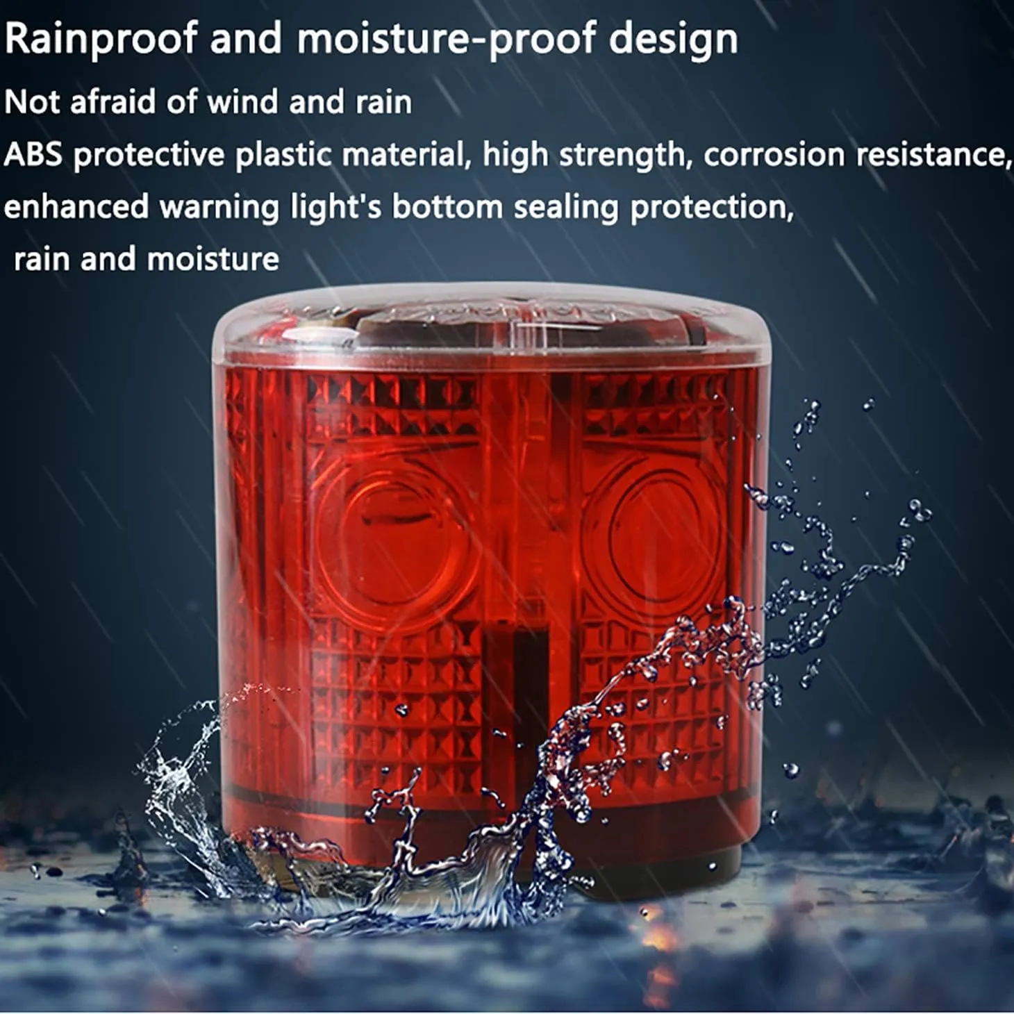Solar Strobe Warning Light: IP54 Waterproof Flashing Safety Light High Bright LED Warning Lamp Traffic Light for Construction, Factory, Safety Road Sign, Dock Marine Beacon (Yellow-Column)
