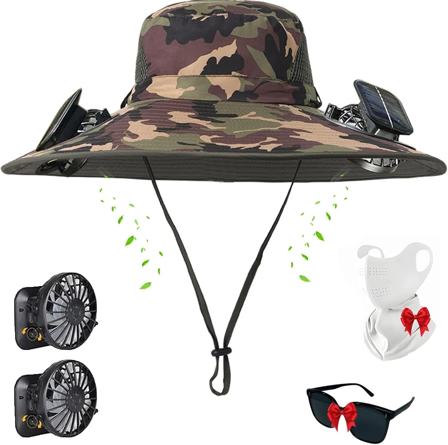 Sombrero Con Ventilador Solar, Collit Fishing Hat with Solar Powered Fans,Ultra Light Collit Solar Fan Sun Hat