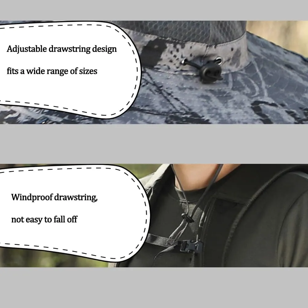 Sombrero with Ventilator Solar, Solar Powered Fan Hat, Wide Brim Outdoor Fishing Hat with Fan and Long Battery Life