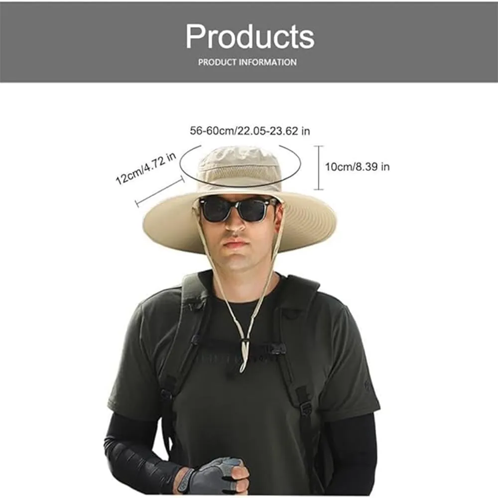 Sombrero with Ventilator Solar, Solar Powered Fan Hat, Wide Brim Outdoor Fishing Hat with Fan and Long Battery Life