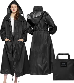 SOPPY Rain Coats for Women, Long Waterproof Raincoat Lightweight Hooded Rain Jacket for Hiking Travel Outdoor