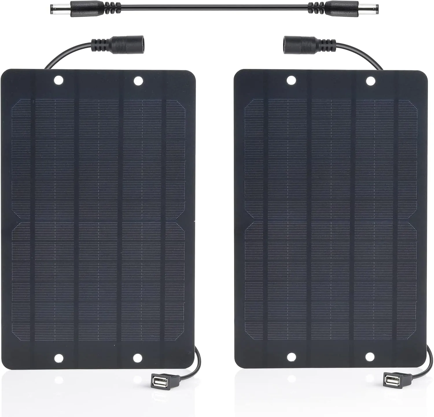 Soshine USB Solar Panel 2Pack with DC Male to Male Cable- Solar USB Charger 5v 6w with High Performance Monocrystalline for Mini Fan,Power Bank,Camping Lanterns