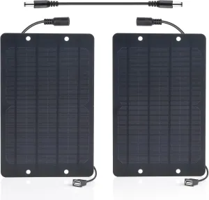 Soshine USB Solar Panel 2Pack with DC Male to Male Cable- Solar USB Charger 5v 6w with High Performance Monocrystalline for Mini Fan,Power Bank,Camping Lanterns