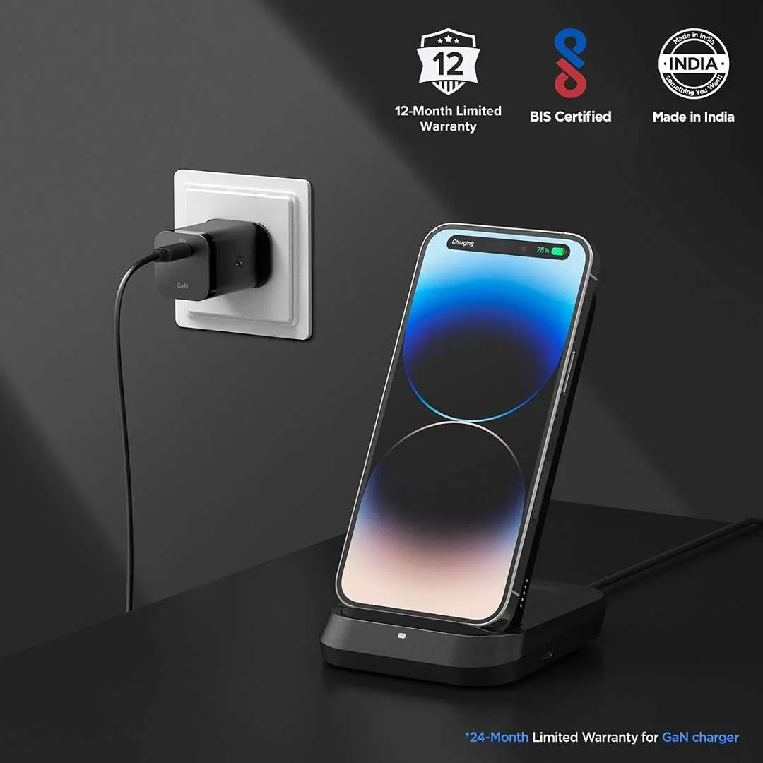 Spigen 5in1 10000mAh Wireless Power Bank & 35W GaN PPS Charger 1 Port with USB-C Dual Charging Dock - Black