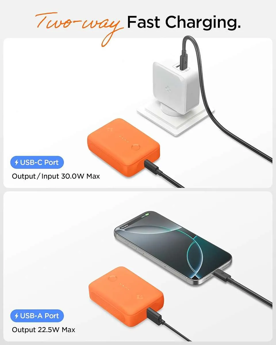 Spigen ArcPack 10000mAh Power Bank,30.0W Fast Charging, 1 USB-C Port - Spigen Orange