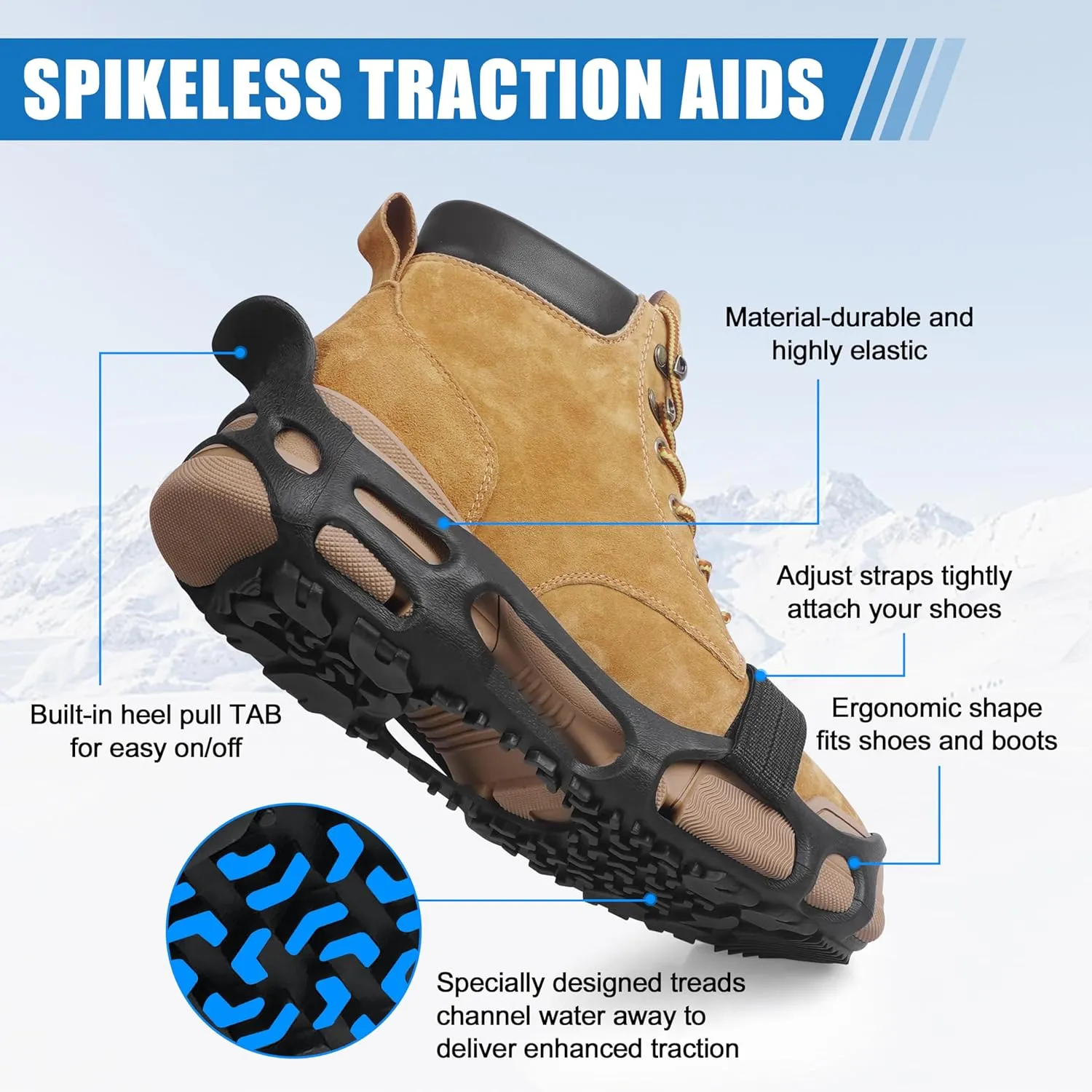Spikeless Ice Cleats Snow Crampons for Shoes and Boots Transitioning Between Outdoor Indoor Surface Safety Traction Anti Slip On Spikeless Ice Traction Devices for Snow and Ice
