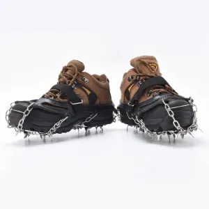 Stainless Steel Micro Spike Crampons Ice Snow Grips 1 Pair Snow Walk Traction Cleats Ice Cleats Traction Anti-Slip Shoes Ice Gripper For Walking,Jogging, Climbing And Hiking(24 teeth orange,Large)