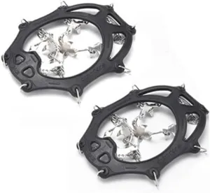 Stainless Steel Micro Spike Crampons Ice Snow Grips 1 Pair Snow Walk Traction Cleats Ice Cleats Traction Anti-Slip Shoes Ice Gripper for Walking,Jogging, Climbing and Hiking(Black,Medium)