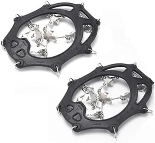 Stainless Steel Micro Spike Crampons Ice Snow Grips 1 Pair Snow Walk Traction Cleats Ice Cleats Traction Anti-Slip Shoes Ice Gripper for Walking,Jogging, Climbing and Hiking(Black,Medium)