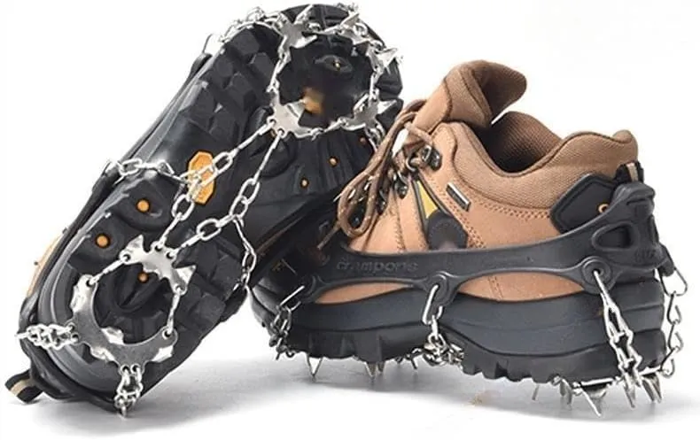 Stainless Steel Micro Spike Crampons Ice Snow Grips 1 Pair Snow Walk Traction Cleats Ice Cleats Traction Anti-Slip Shoes Ice Gripper for Walking,Jogging, Climbing and Hiking(Black,Medium)