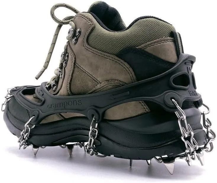 Stainless Steel Micro Spike Crampons Ice Snow Grips 1 Pair Snow Walk Traction Cleats Ice Cleats Traction Anti-Slip Shoes Ice Gripper for Walking,Jogging, Climbing and Hiking(Black,Medium)