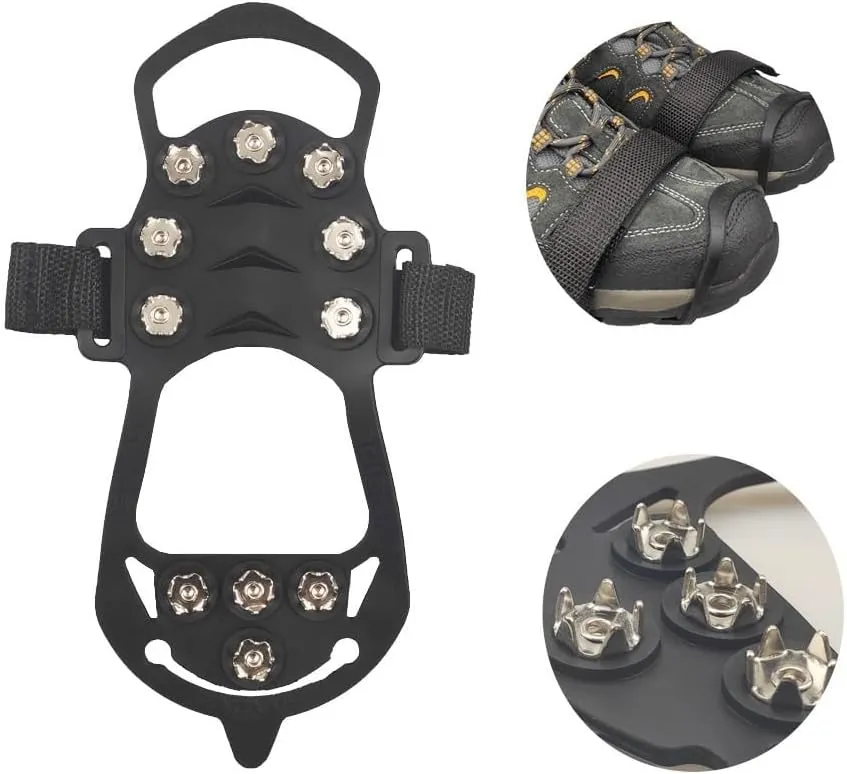 Stainless Steel Micro Spike Crampons Ice Snow Grips 1 Pair Snow Walk Traction Cleats Ice Cleats Traction Anti-Slip Shoes Ice Gripper for Walking,Jogging, Climbing and Hiking(Large)