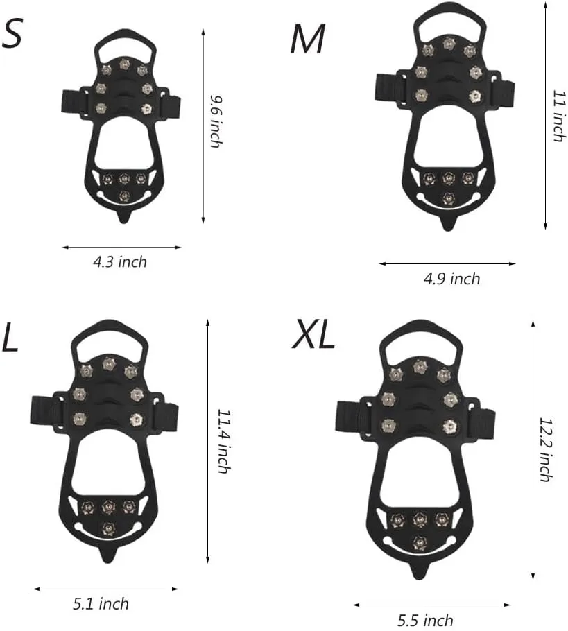 Stainless Steel Micro Spike Crampons Ice Snow Grips 1 Pair Snow Walk Traction Cleats Ice Cleats Traction Anti-Slip Shoes Ice Gripper for Walking,Jogging, Climbing and Hiking(Large)