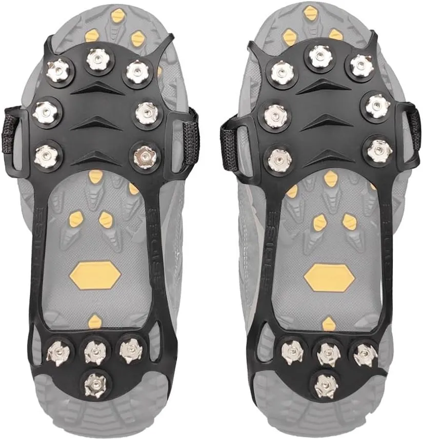 Stainless Steel Micro Spike Crampons Ice Snow Grips 1 Pair Snow Walk Traction Cleats Ice Cleats Traction Anti-Slip Shoes Ice Gripper for Walking,Jogging, Climbing and Hiking(Large)