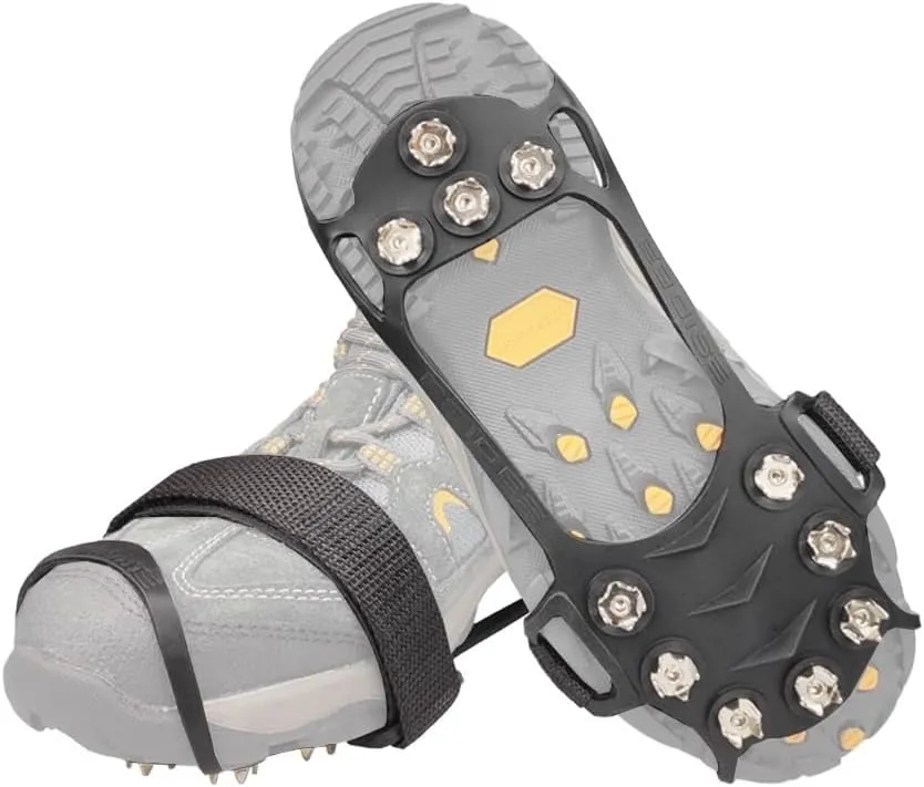 Stainless Steel Micro Spike Crampons Ice Snow Grips 1 Pair Snow Walk Traction Cleats Ice Cleats Traction Anti-Slip Shoes Ice Gripper for Walking,Jogging, Climbing and Hiking(Large)