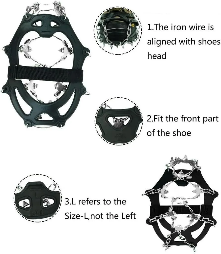 Stainless Steel Micro Spike Crampons Ice Snow Grips 1 Pair Snow Walk Traction Cleats Ice Cleats Traction Anti-Slip Shoes Ice Gripper For Walking,Jogging, Climbing And Hiking(Orange 24 tooth,X-Large)