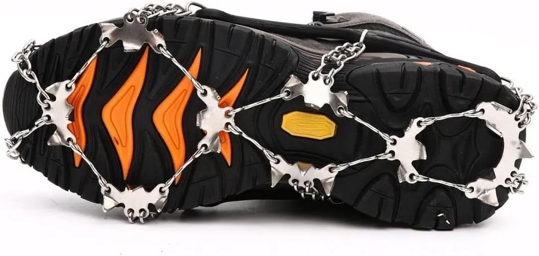 Stainless Steel Micro Spike Crampons Ice Snow Grips 1 Pair Snow Walk Traction Cleats Ice Cleats Traction Anti-Slip Shoes Ice Gripper for Walking,Jogging, Climbing and Hiking(Orange,Large)