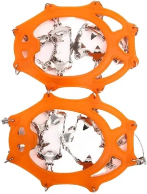 Stainless Steel Micro Spike Crampons Ice Snow Grips 1 Pair Snow Walk Traction Cleats Ice Cleats Traction Anti-Slip Shoes Ice Gripper for Walking,Jogging, Climbing and Hiking(Orange,Large)