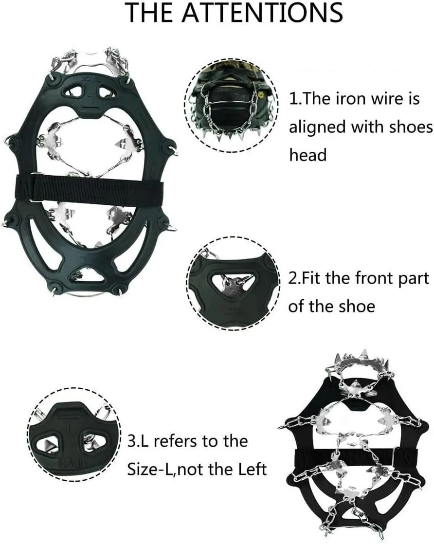 Stainless Steel Micro Spike Crampons Ice Snow Grips 1 Pair Snow Walk Traction Cleats Ice Cleats Traction Anti-Slip Shoes Ice Gripper for Walking,Jogging, Climbing and Hiking(Orange,Large)
