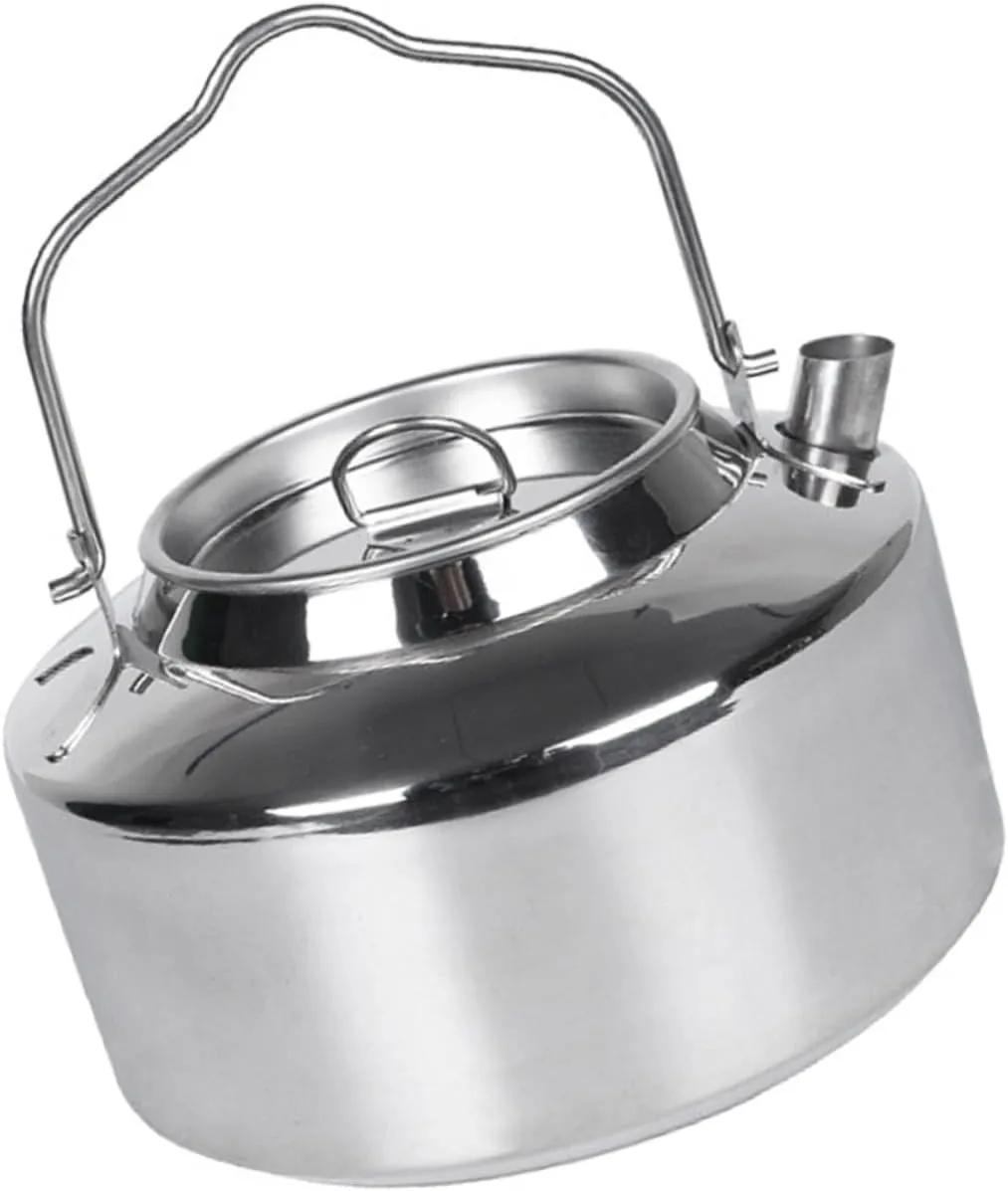 Stainless Steel Portable Kettle Outdoor Camping Coffee Pot Tea Kettle Comfortable Handle Large Capacity Easy to Use