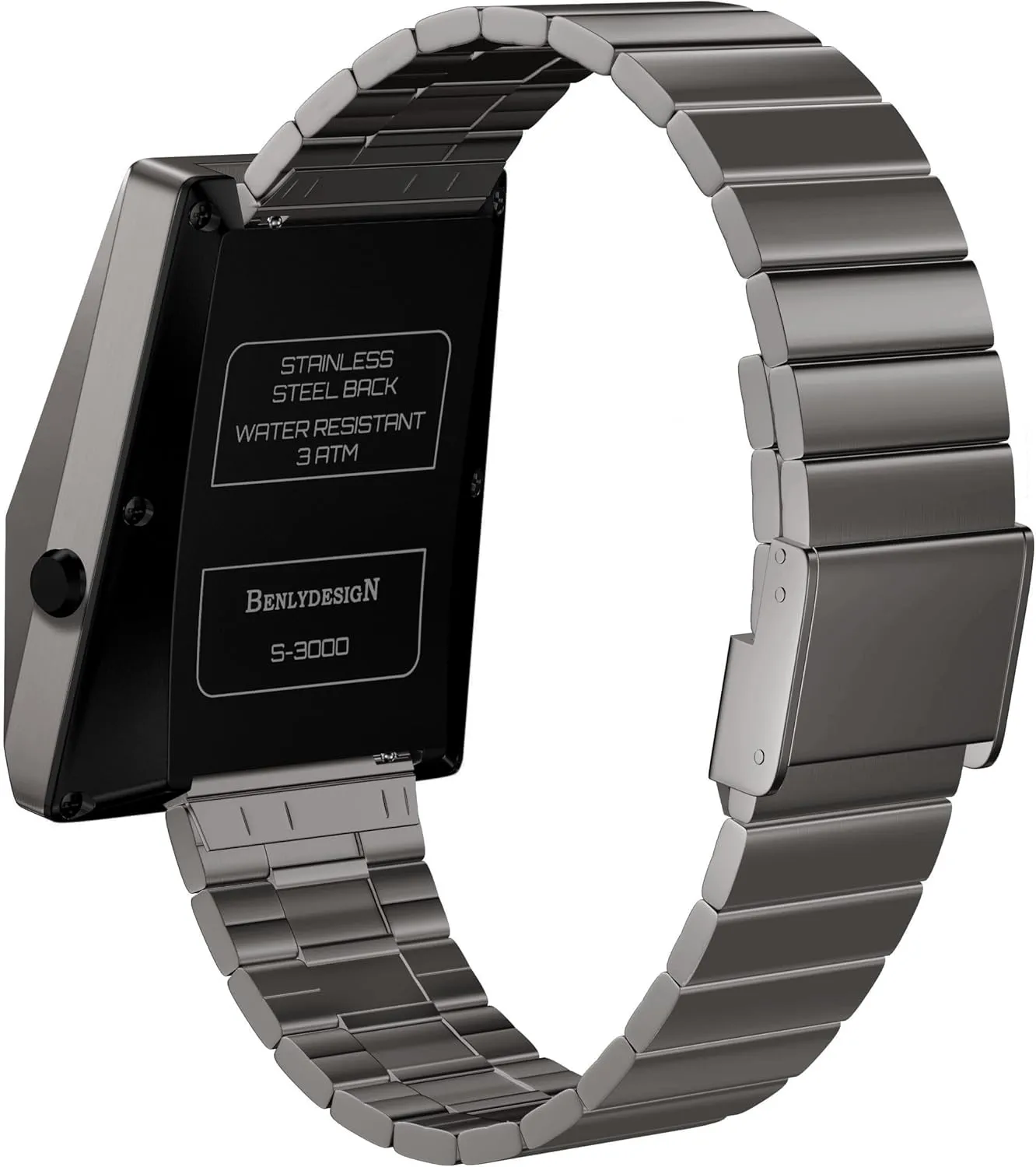 Stainless Steel Solar Unique Metal Watches, OLED Display Men's Digital Watches, Lift-to-Wake Screen