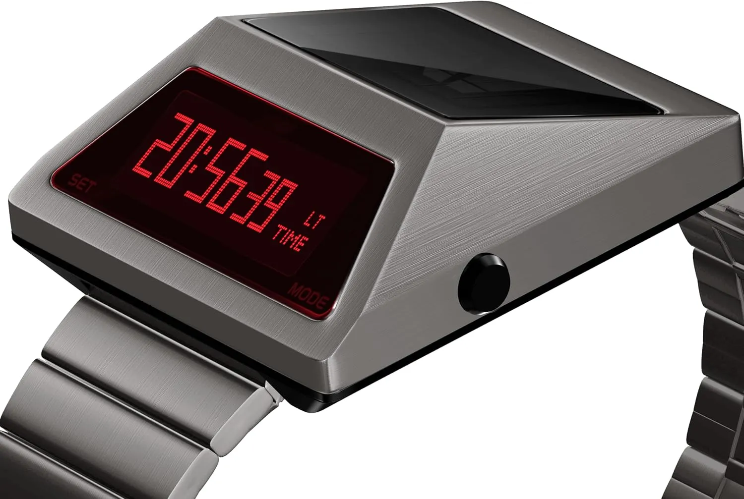 Stainless Steel Solar Unique Metal Watches, OLED Display Men's Digital Watches, Lift-to-Wake Screen