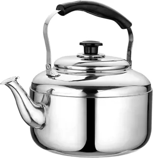 Stainless Steel Stainless Steel Teapot Camping Kettles for Boiling Water Stovetop Whistling with Ergonomic Handle Stovetop Kettle(6L)