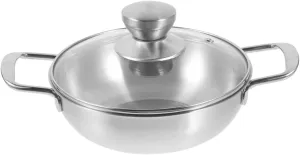 Stainless Steel Wok Lid Compact Outdoor Pot 20cm Mini Stove Top Pot for Camping Kitchen Cookware for Daily Use