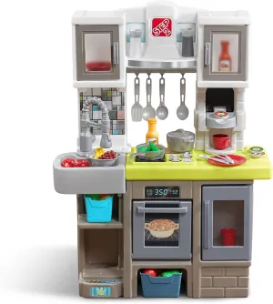 Step2 Contemporary Chef Kids Kitchen Playset, Indoor/Outdoor Kitchenette, Interactive Play with Lights and Sounds, Made of Durable Plastic, Includes 25 Piece Toy Accessories, For Toddlers 2  Years Old