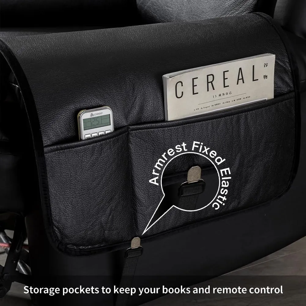 STONECREST Recliner Chair Cover, Faux Leather Slipcover, Stay in Place (Black2, 23" Regular Recliner)
