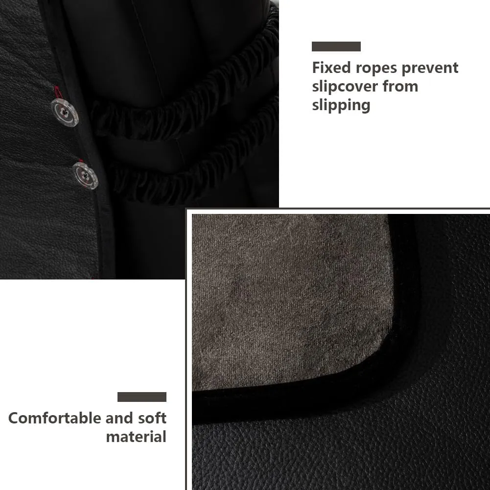 STONECREST Recliner Chair Cover, Faux Leather Slipcover, Stay in Place (Black2, 23" Regular Recliner)