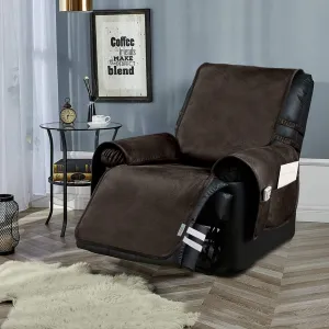 STONECREST Recliner Chair Cover, Water Resistant Faux Leather Slipcover, Stay in Place (Chocolate, 28" T-Cushion & DeepSeat Recliner)