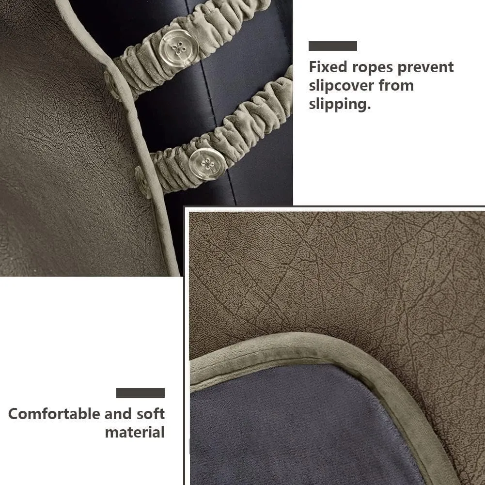 STONECREST Recliner Chair Cover, Water Resistant Faux Leather Slipcover, Stay in Place (Fawn Grey, 23" Regular Recliner)