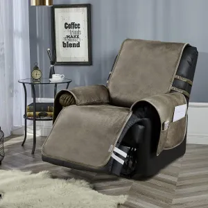 STONECREST Recliner Chair Cover, Water Resistant Faux Leather Slipcover, Stay in Place (Fawn Grey, 23" Regular Recliner)