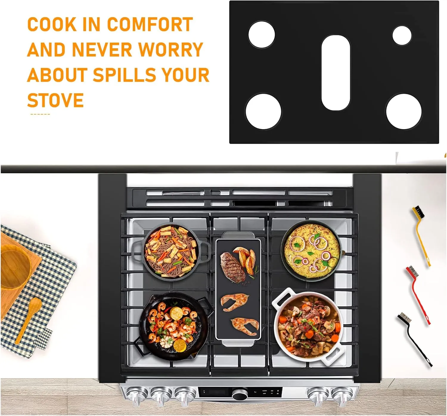 Stove Cover Gas Stove Top Burner Covers Protectors for Samsung Gas Range Stove Mat Protector Reusable,Oven Liners Mat,Non-Stick Washable Keep Stove Clean Stove Guard