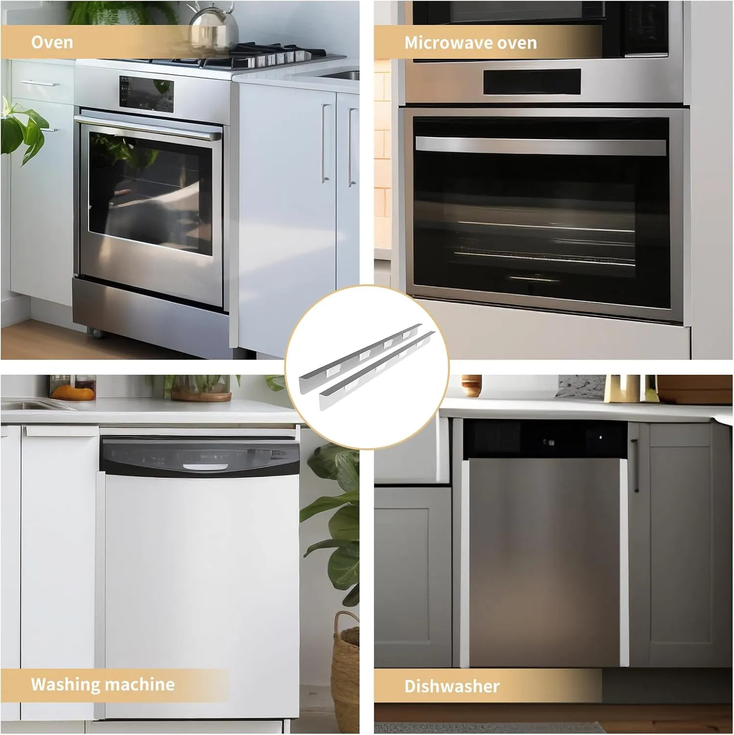 Stove Gap Covers 316 Stainless Steel Stove Gap Filler Oven Side Gap Filler Between Stove and Counter Slide In Range Trim Kit for Kitchen 2 Pack(23.2” Silver)